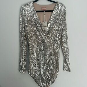 Sequins Long Sleeve Mini Dress. Size large